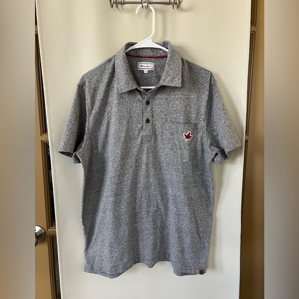Canadiana Mens Large Grey Short Sleeve‎ Polo - Excellent used condition